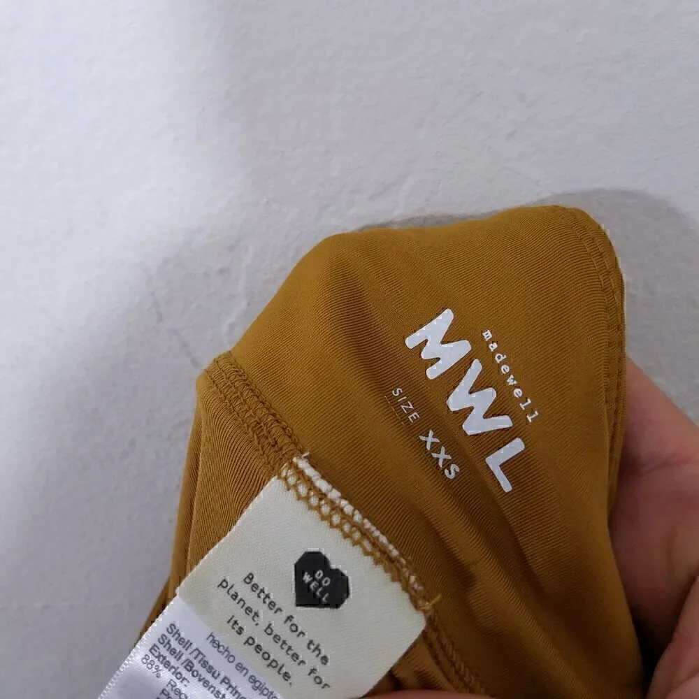 Madewell MDL Running Workout Active Shorts Antique Gold Liner Size XXS